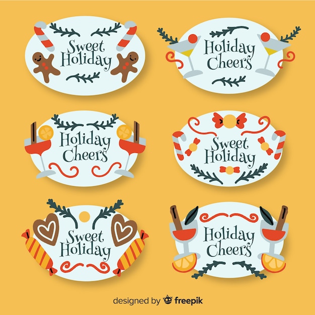 Free vector hand drawn christmas label collection