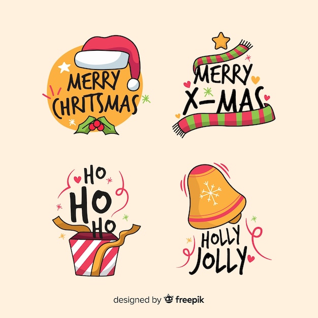 Free vector hand drawn christmas label collection