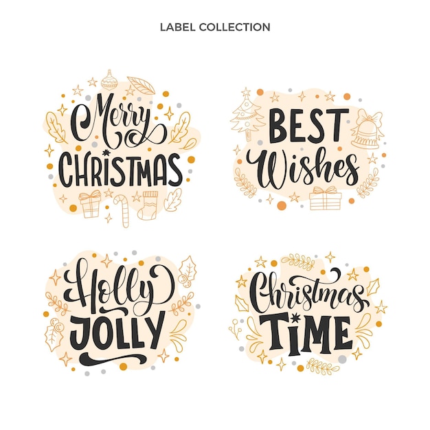 Free Vector hand drawn christmas labels collection