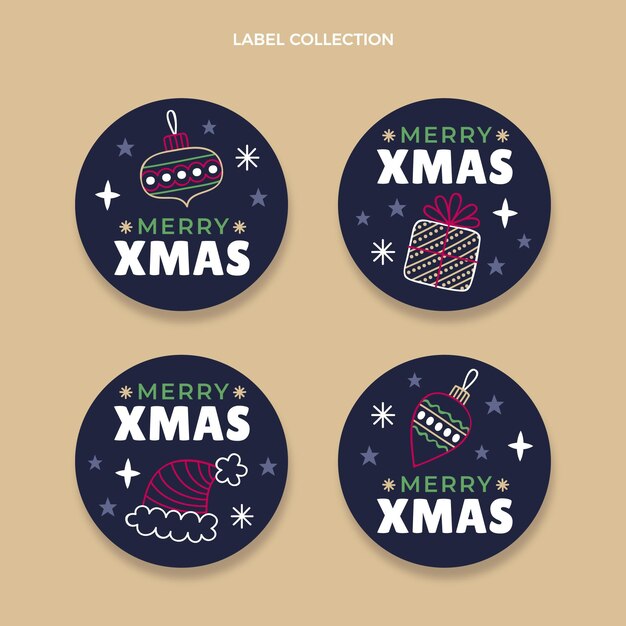 Hand drawn christmas labels collection