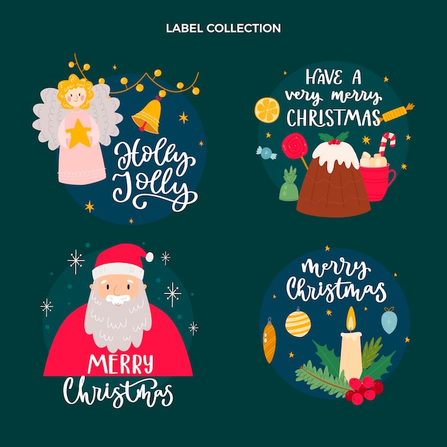 Hand drawn christmas labels collection