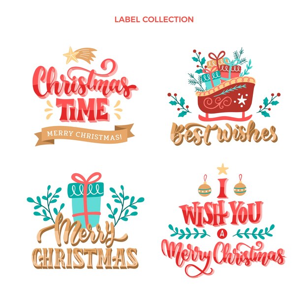 Hand drawn christmas labels collection