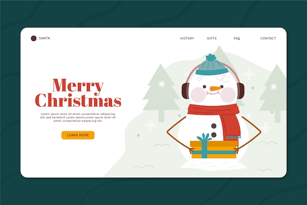 Free vector hand drawn christmas landing page template