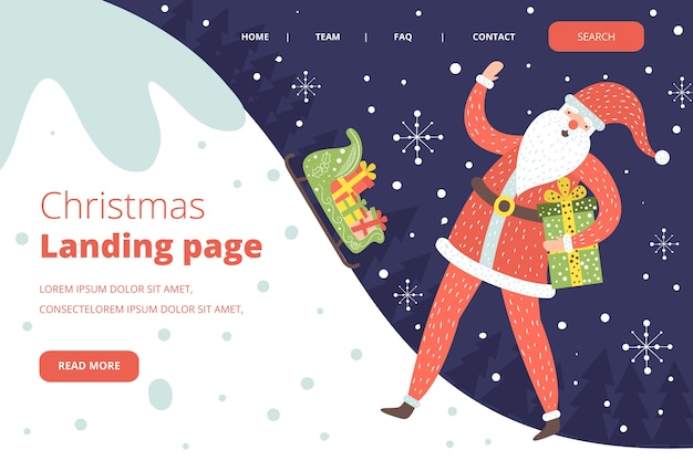 Free Vector hand drawn christmas landing page template