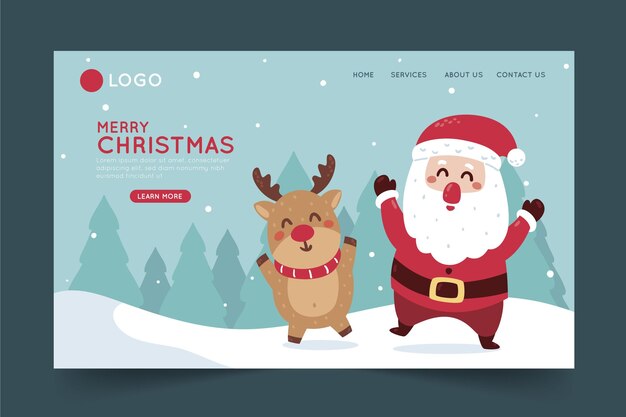 Hand drawn christmas landing page template