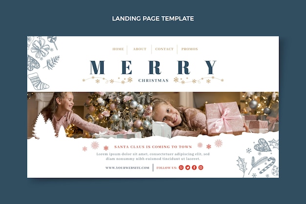 Hand drawn christmas landing page template