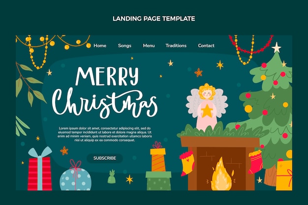 Hand drawn christmas landing page template