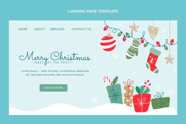 Hand drawn christmas landing page template