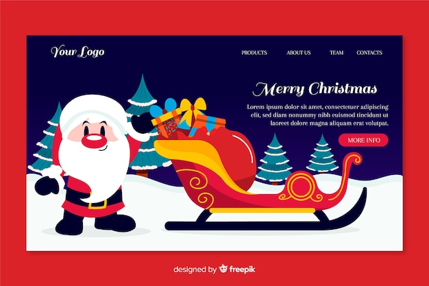 Hand drawn christmas landing page with santa claus