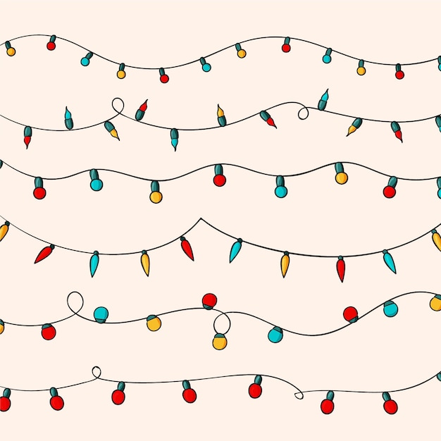 Free Vector hand drawn christmas lights collection