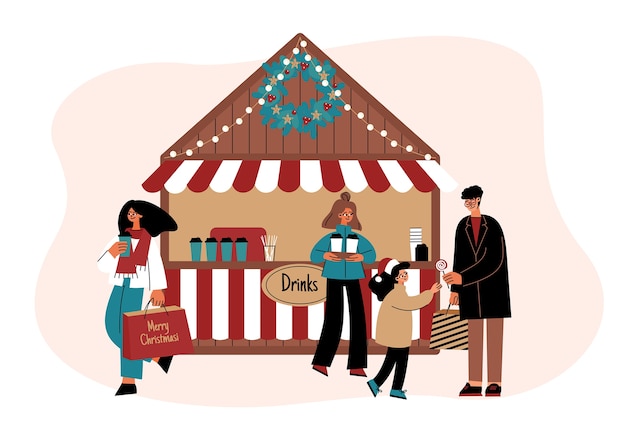 Free Vector hand drawn christmas market illustration