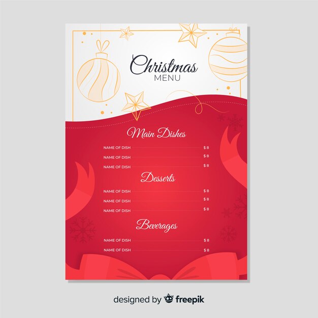 Hand drawn christmas menu template