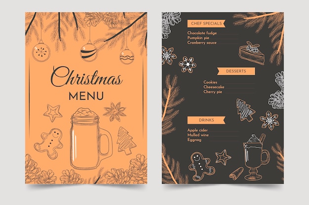 Free Vector hand drawn christmas menu template