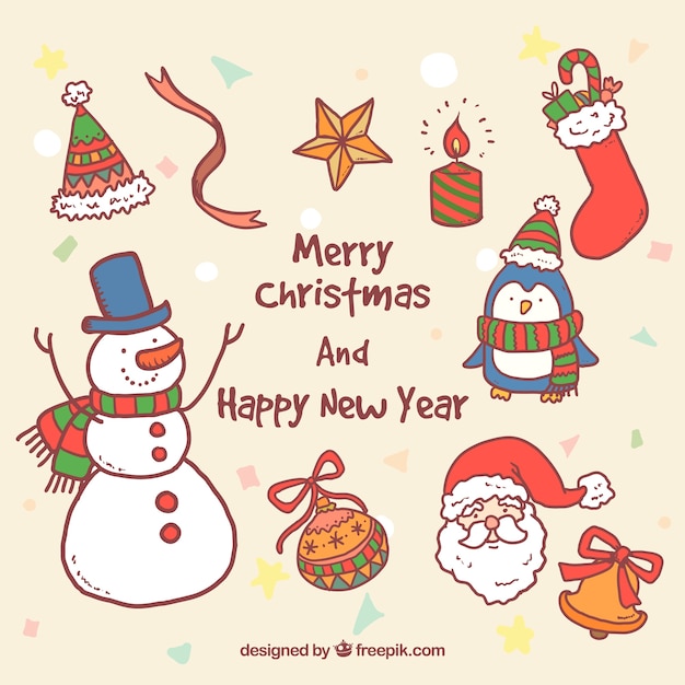 Hand drawn christmas and new year illustrations