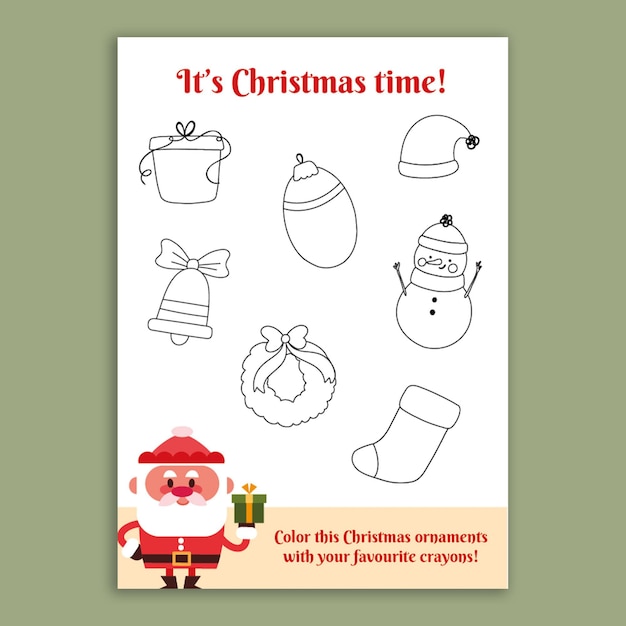 Free Vector hand-drawn christmas paper ornaments worksheet