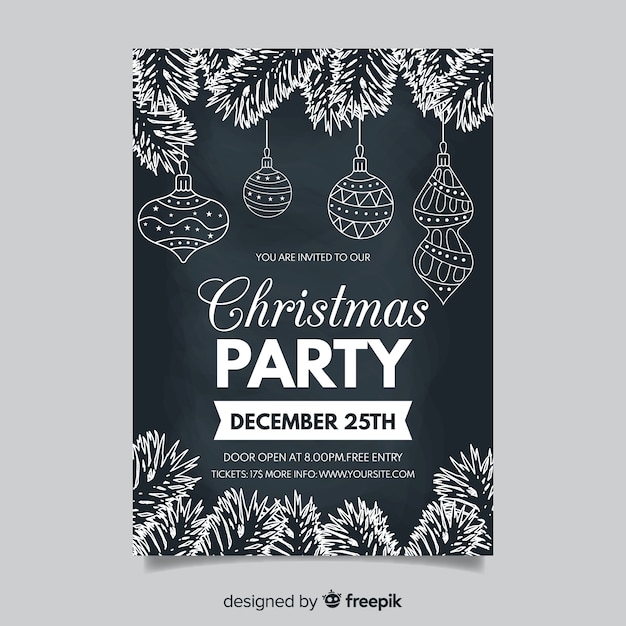 Hand drawn christmas party poster template