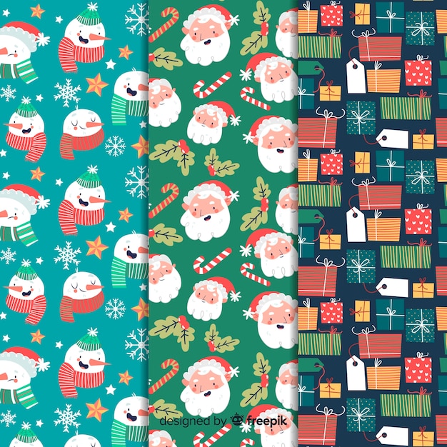 Hand drawn christmas pattern collection