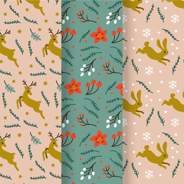 Free Vector hand drawn christmas pattern collection