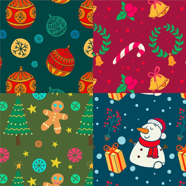 Hand drawn christmas pattern collection