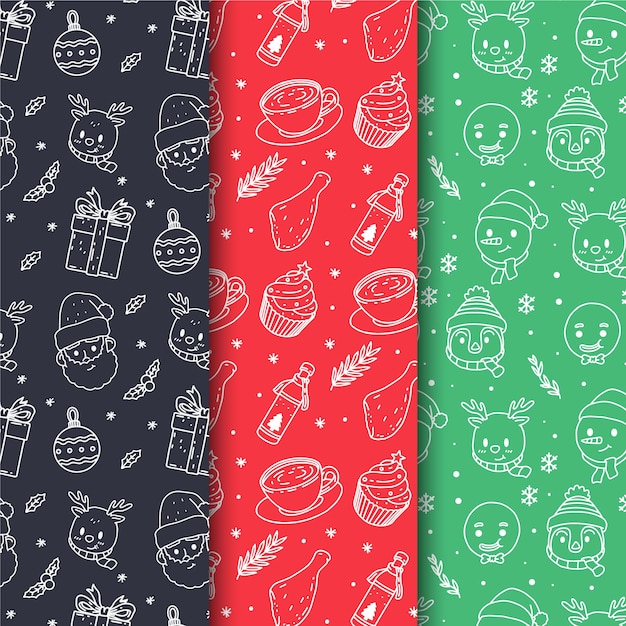 Hand drawn christmas pattern collection