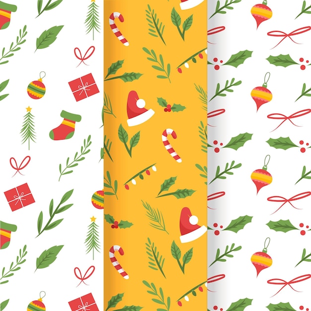 Free Vector hand drawn christmas pattern collection