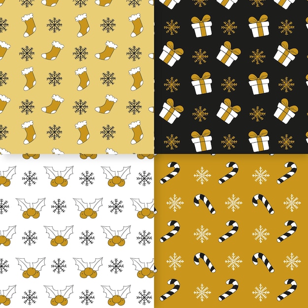 Hand drawn christmas pattern collection