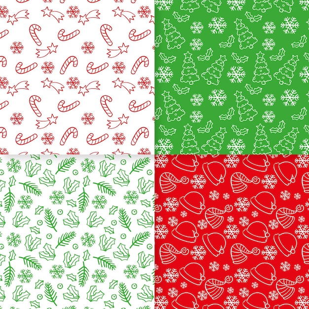 Hand drawn christmas pattern collection