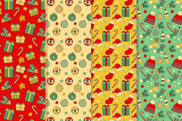 Free Vector hand drawn christmas pattern collection