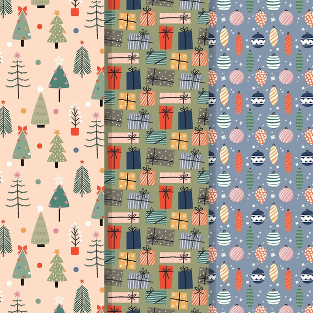 Hand drawn christmas pattern collection