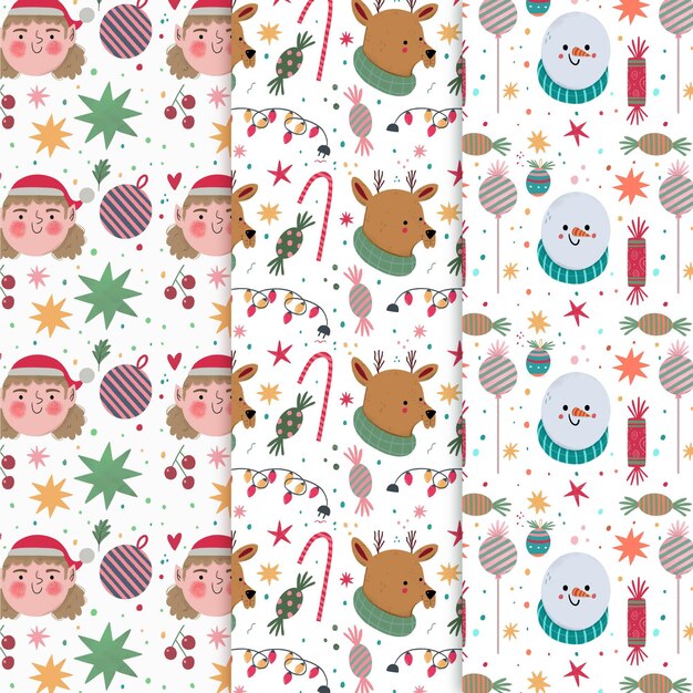 Hand drawn christmas pattern collection