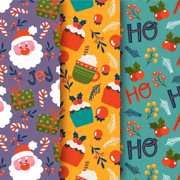 Hand drawn christmas pattern collection