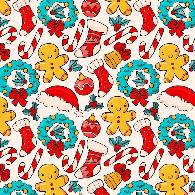 Free Vector hand drawn christmas pattern design