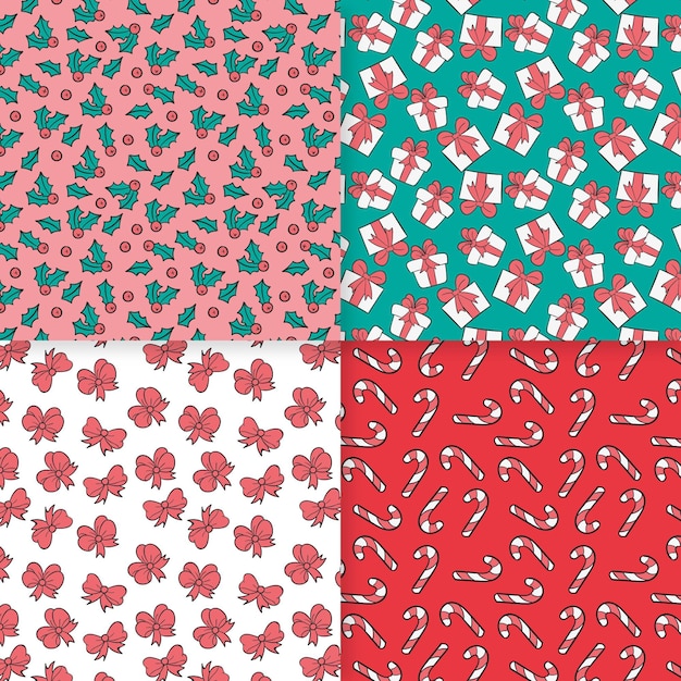 Free Vector hand drawn christmas pattern pack