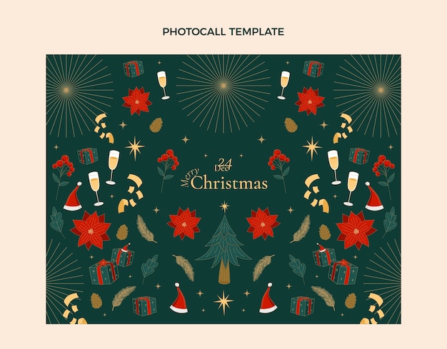 Free Vector hand drawn christmas photocall template