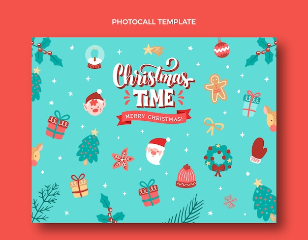 Hand drawn christmas photocall template