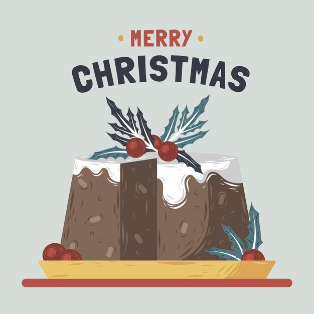 Hand drawn christmas pudding illustration