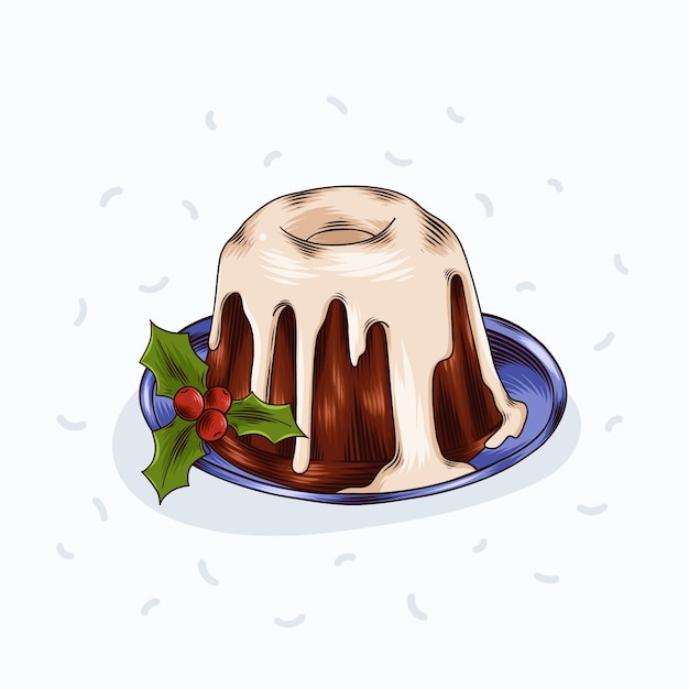 Free Vector hand drawn christmas pudding illustration