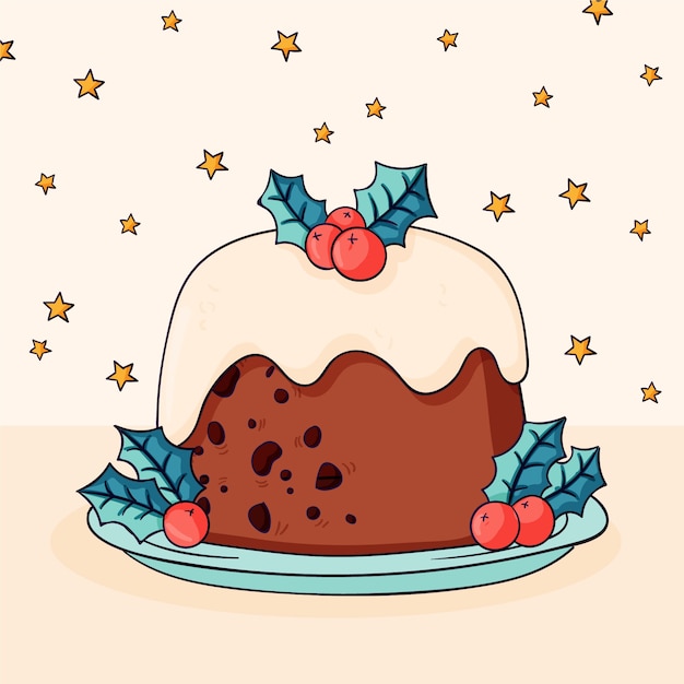 Hand drawn christmas pudding illustration