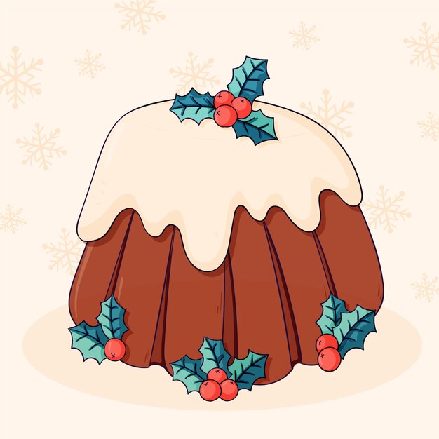 Hand drawn christmas pudding illustration