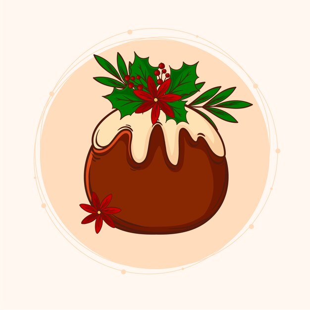 Hand drawn christmas pudding illustration