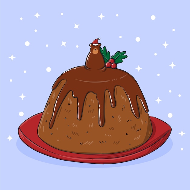 Hand drawn christmas pudding illustration