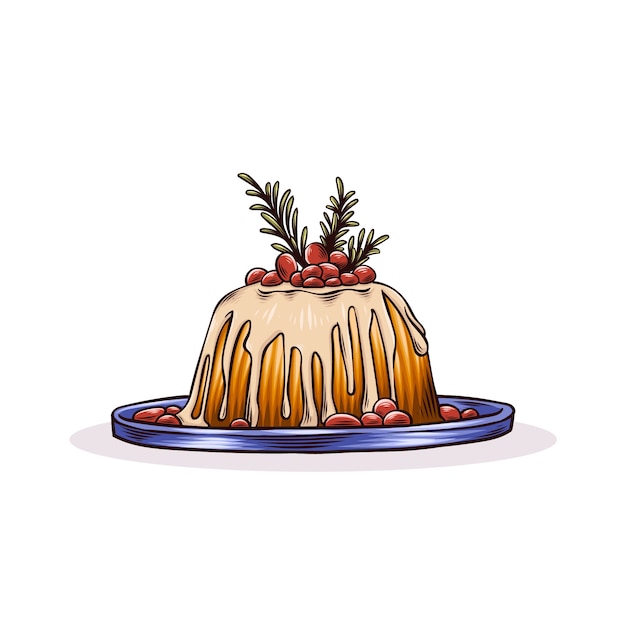 Free Vector hand drawn christmas pudding illustration