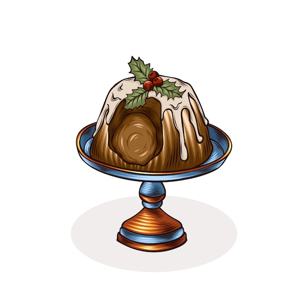 Hand drawn christmas pudding illustration