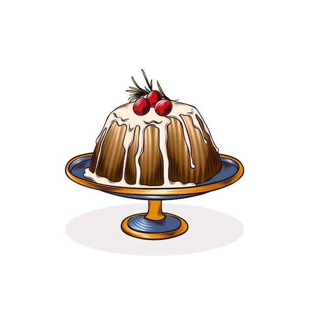 Free Vector hand drawn christmas pudding illustration