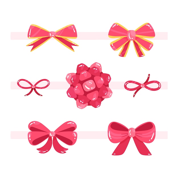 Free vector hand drawn christmas ribbon collection