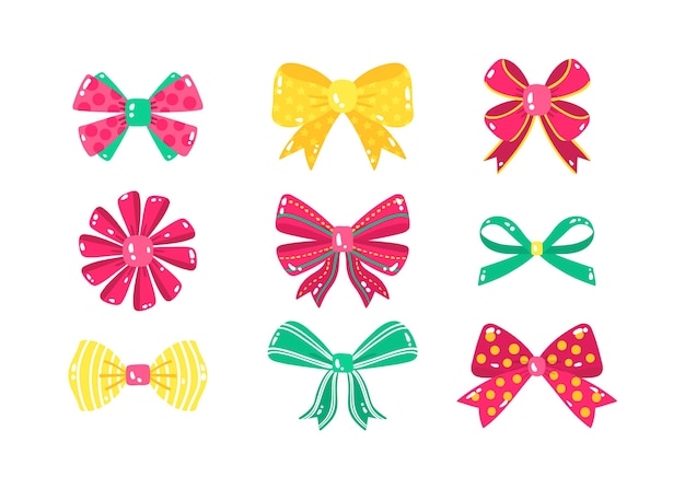 Hand drawn christmas ribbon collection