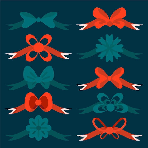 Free vector hand drawn christmas ribbon collection