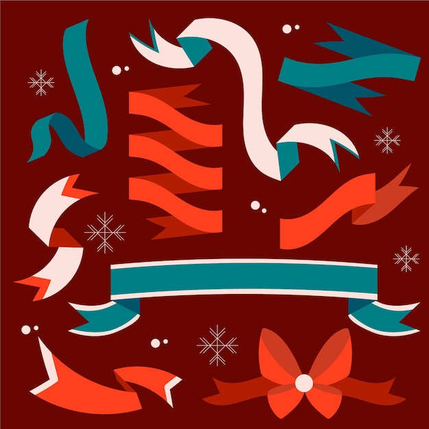 Free Vector hand drawn christmas ribbon set