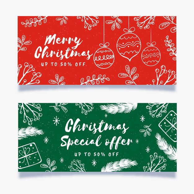 Hand drawn christmas sale banners