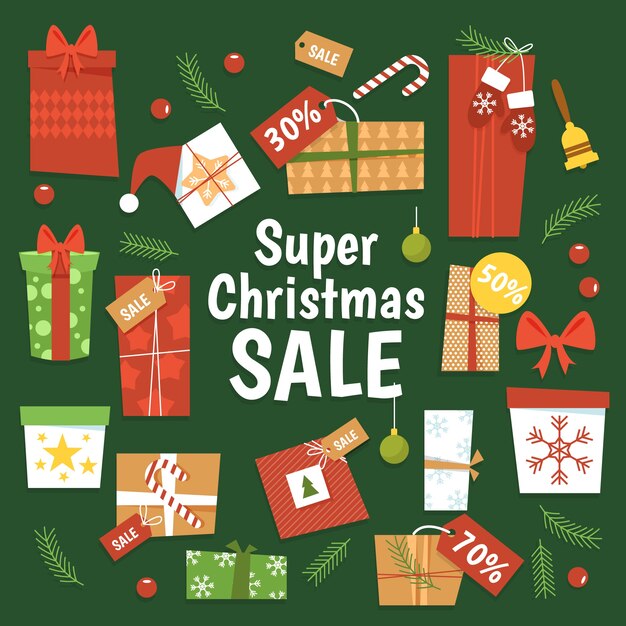 Hand drawn christmas sale concept